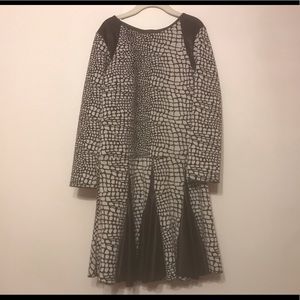 Black/white dress with vegan leather detail